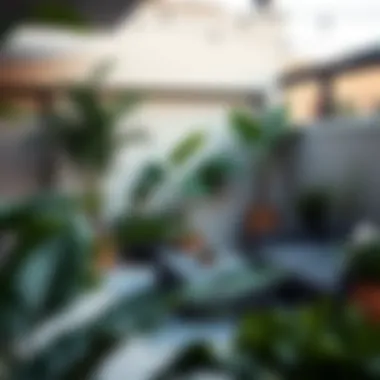 Faux plants enhancing a modern patio design