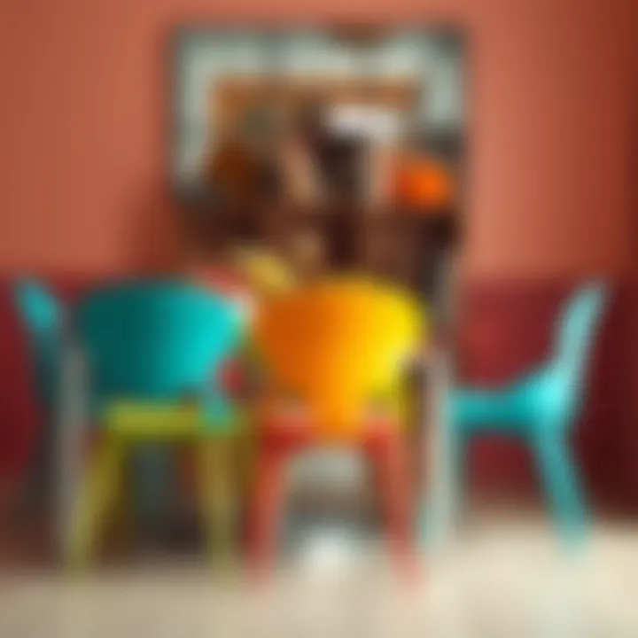 Vibrant Dining Chair Collection Colorful and vibrant dining chairs around a table