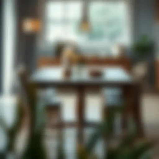 Elegant wooden kitchen table with matching chairs