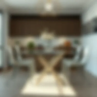 Chic Metal and Glass Dining Ensemble Modern metal and glass dining table with stylish chairs