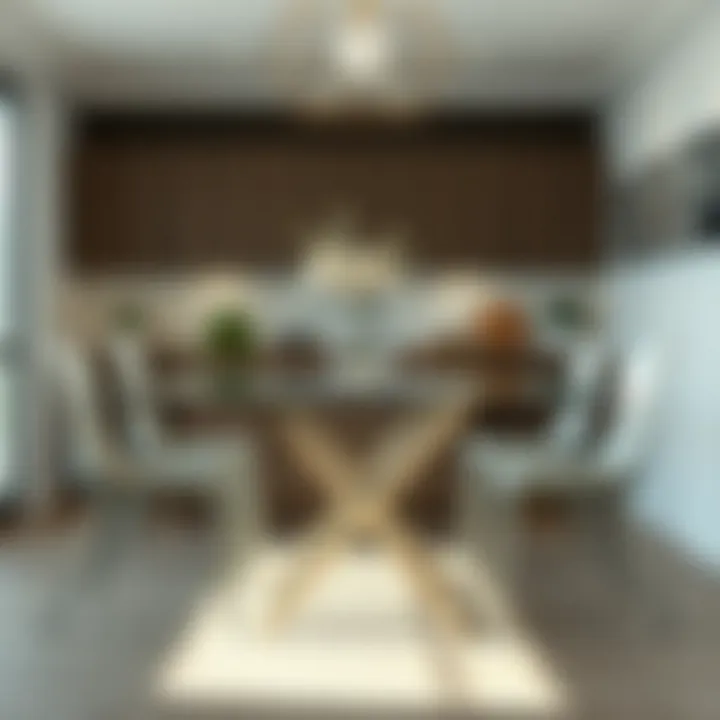 Chic Metal and Glass Dining Ensemble Modern metal and glass dining table with stylish chairs