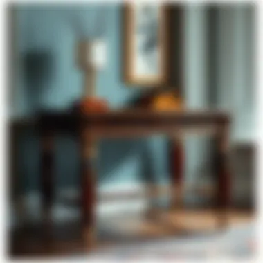 Exquisite Wooden Desk An exquisite wooden desk showcasing intricate craftsmanship and elegant design.