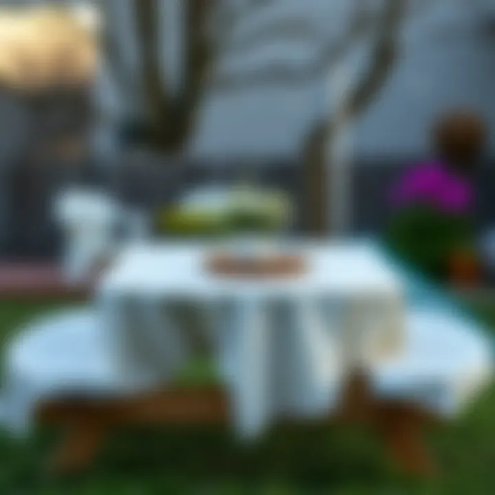 Practical Maintenance Tips for Tablecloths Maintenance tips for fitted plastic tablecloths displayed on a picnic table