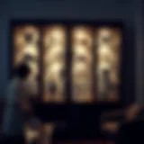 Stunning illuminated glass cabinet showcasing collectibles