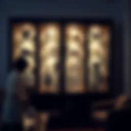 Stunning illuminated glass cabinet showcasing collectibles