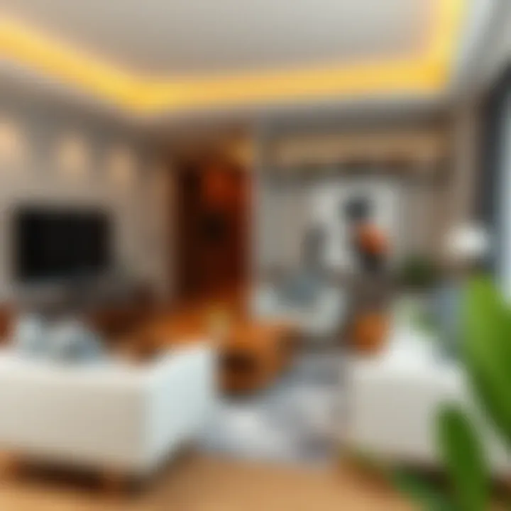 Efficient Space Utilization in Elegant Lounge Design Elegant lounge layout with effective space utilization