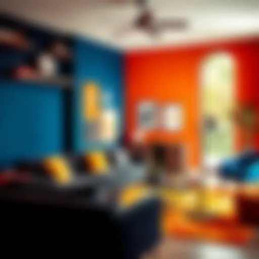 Vibrant Color Accents in Modern Lounge Design Modern lounge with bold color accents