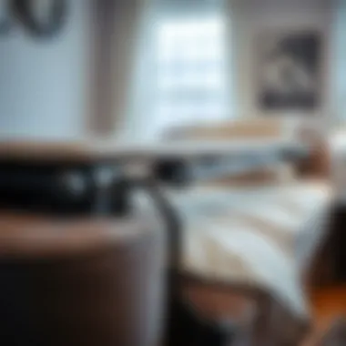 Close-up of innovative mechanisms in a couch-bunk bed hybrid