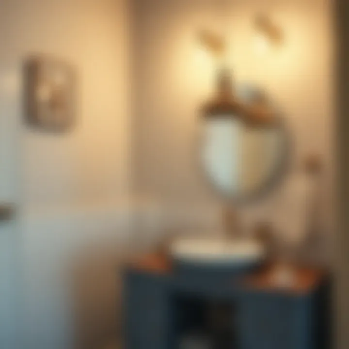 Vintage-inspired pendant lights above a compact vanity