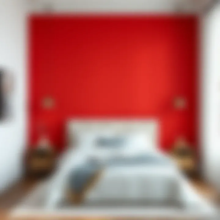 A minimalist bedroom with a statement wall painted in a bold color, accentuating the decor