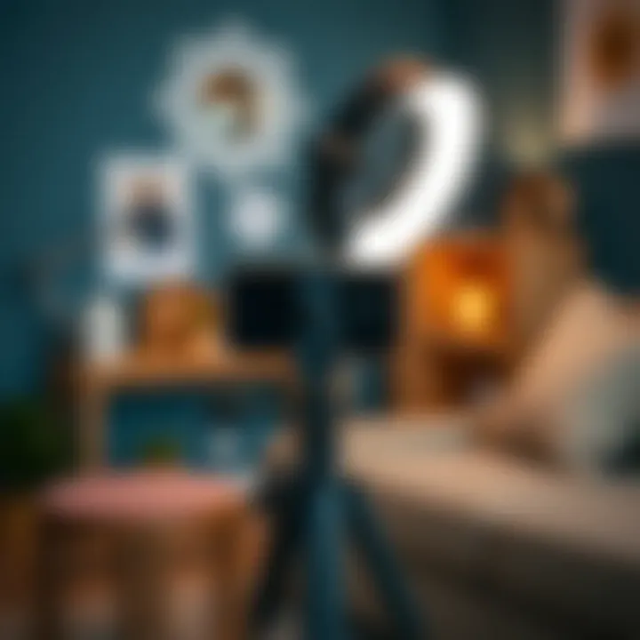 Adjustable Features of iPhone Light Stand Close-up of an adjustable iPhone light stand showcasing its features