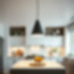 Sleek modern pendant light design above a kitchen island