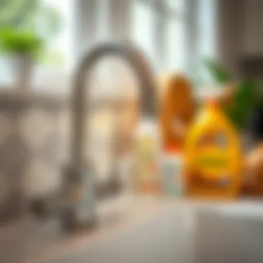 Maintaining a faucet kit with cleaning supplies