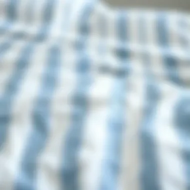 Texture Detail of Light Blue Striped Comforter Close-up of light blue stripes showcasing texture and detail