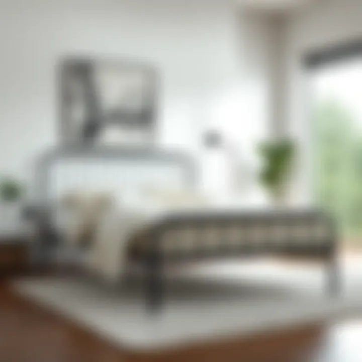 Contemporary Design: Sleek Metal Frame Sleek metal full size bed frame showcasing contemporary design