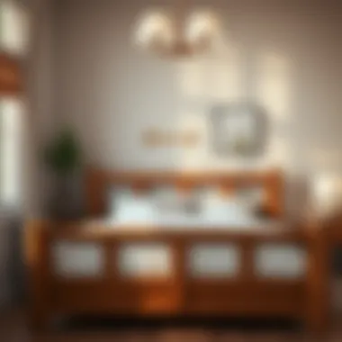 Rustic Charm: Wooden Full Size Bed Frame Rustic wooden full size bed frame in a cozy environment