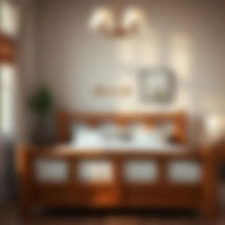 Rustic Charm: Wooden Full Size Bed Frame Rustic wooden full size bed frame in a cozy environment