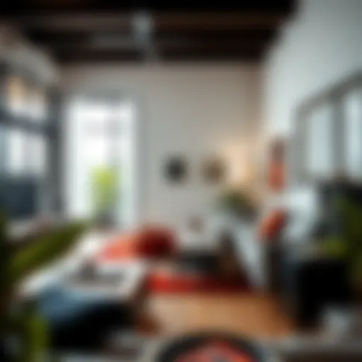 Stylish small living area with multifunctional furniture