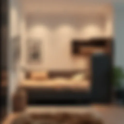 Stylish multi-purpose furniture in a compact bedroom