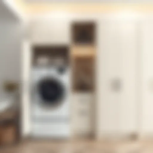 Elegant laundry machine cabinet design featuring sleek lines and minimalistic aesthetic