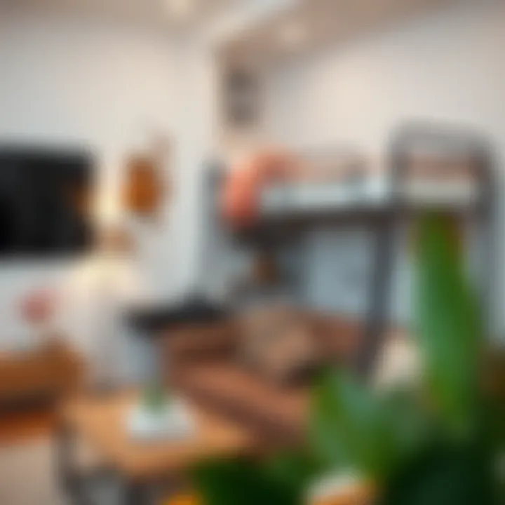 Modern interior aesthetic with a cozy couch-bunk bed setup