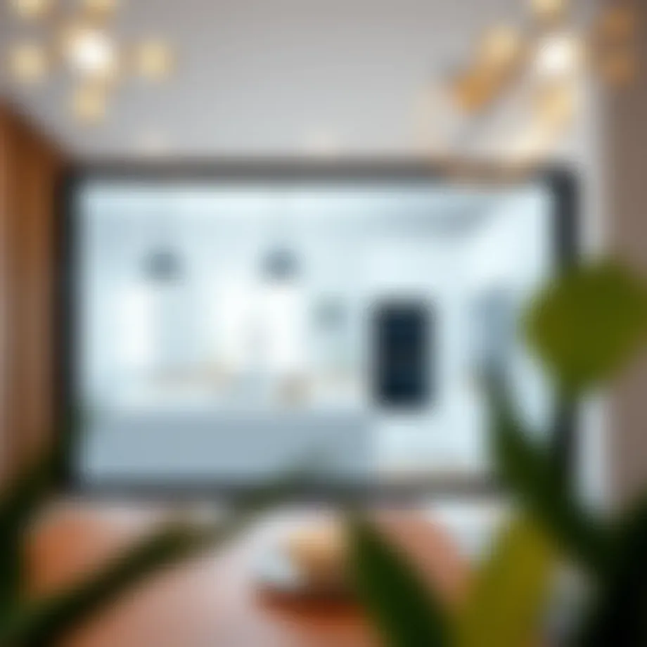 Modern kitchen layout design on a digital screen