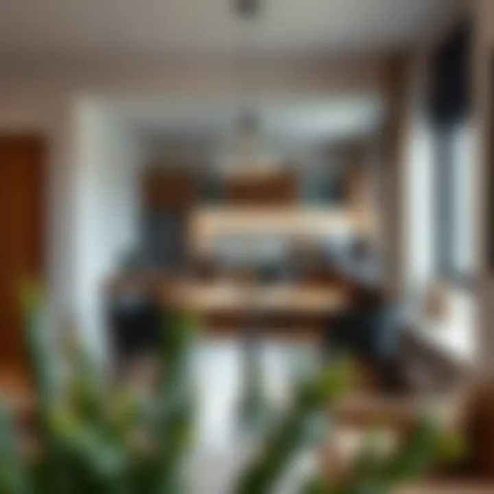 Stylish bar table in a compact apartment setting