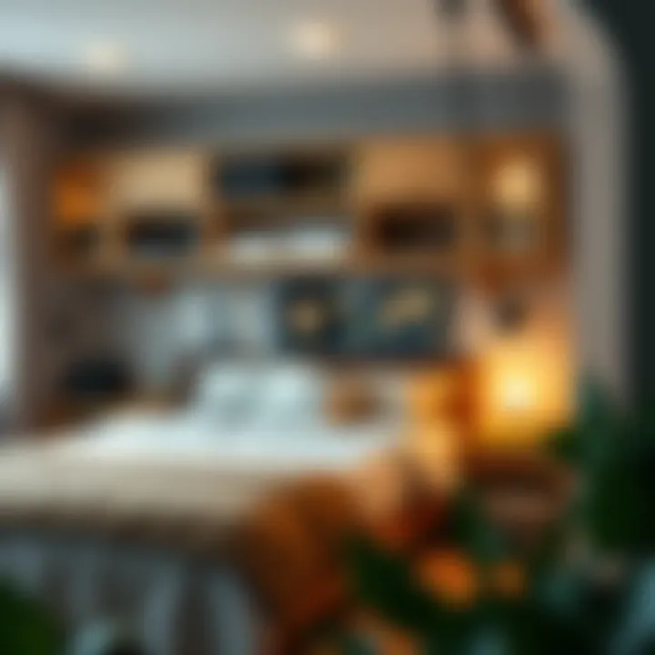 Organized over bed area showcasing efficient storage techniques