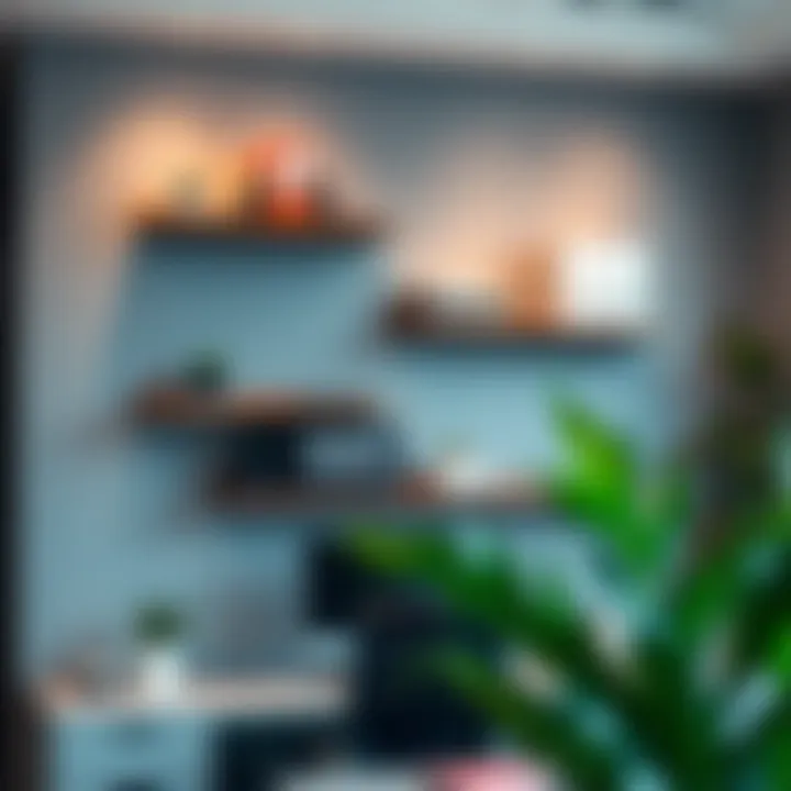 Wall Shelves Installation in Modern Office Installation of wall shelves in a modern office