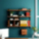 Stylish wall shelf arrangement for file organization