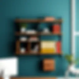 Stylish wall shelf arrangement for file organization