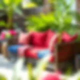 Luxurious outdoor love seat cushions in vibrant colors