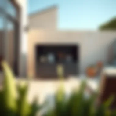 Customizable outdoor metal storage unit in a contemporary space