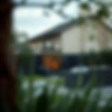 Modern outdoor space separator in a residential garden