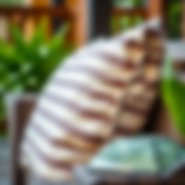 Close-up of high-quality fabric used in outdoor pillows