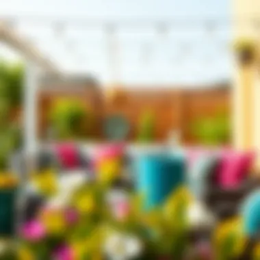 Vibrant patio cushions in a stylish outdoor setting