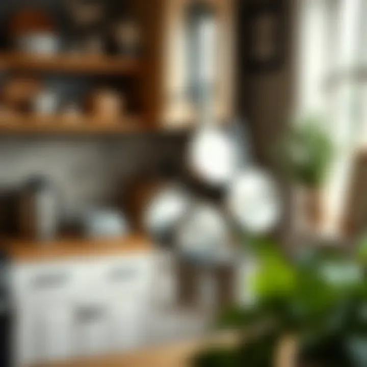 Stylish pots and pans organizer in a rustic kitchen setting