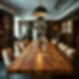 Elegant wooden pub table for eight with stylish seating