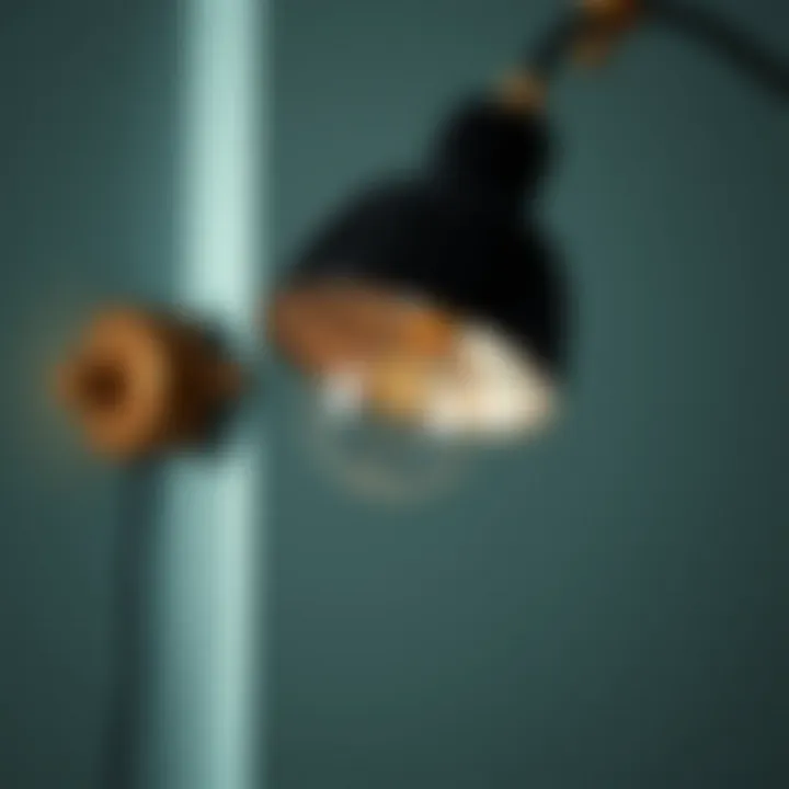 Close-up view of a swing arm wall lamp showcasing its design details