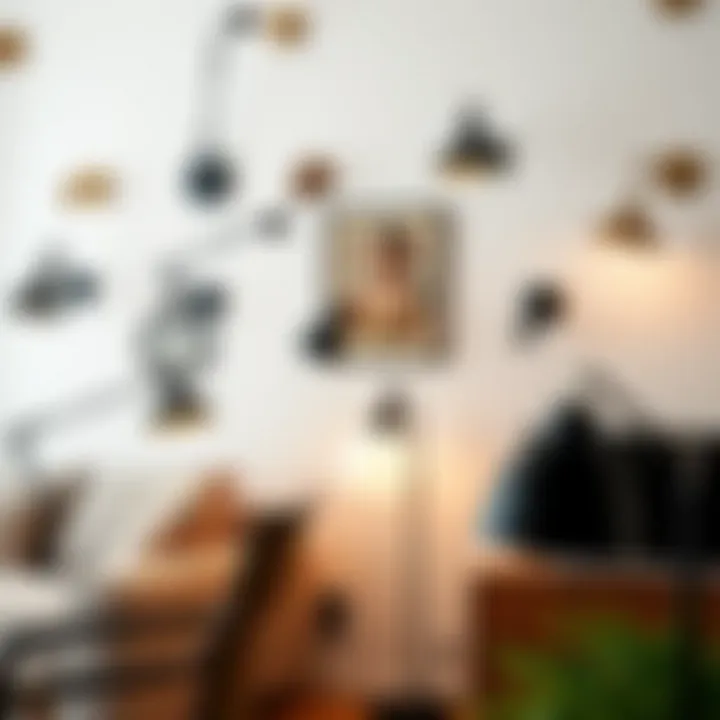 Diverse styles of swing arm wall lamps displayed in an interior design context
