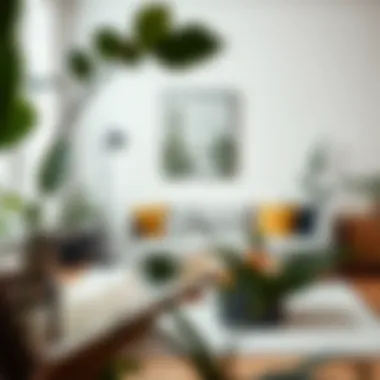 Stylish Living Room with Realistic Foliage Stylish living room with realistic foliage