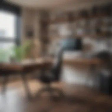 Home workspace featuring an organized desk and chair