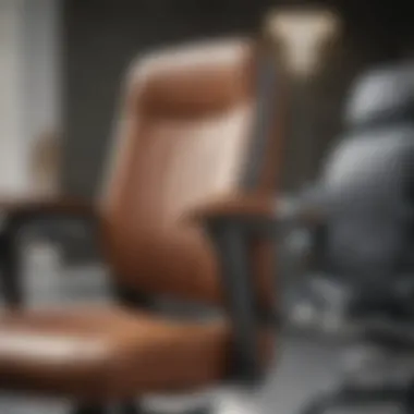 Variety of materials used in office chairs