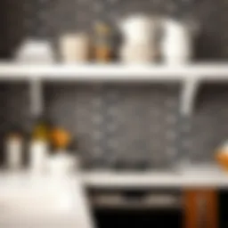 Elegant shelf liner enhancing a kitchen shelf