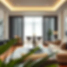 Elegant glass doors enhancing a modern living room