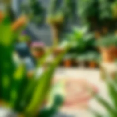 Vibrant Garden with a Small Outdoor Rug Small outdoor rug in a vibrant garden setting