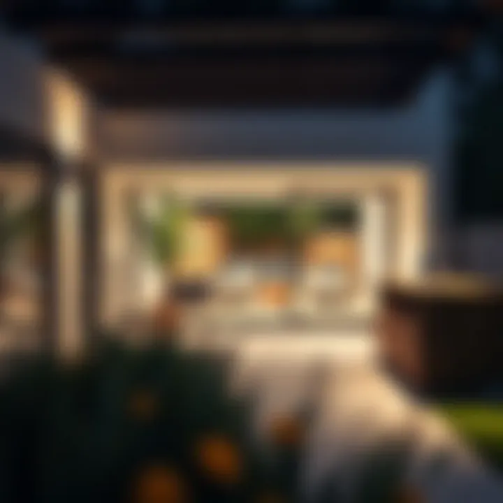 Smart Integration of Dimmable Exterior Lights Modern outdoor space featuring dimmable lights integrated with smart technology