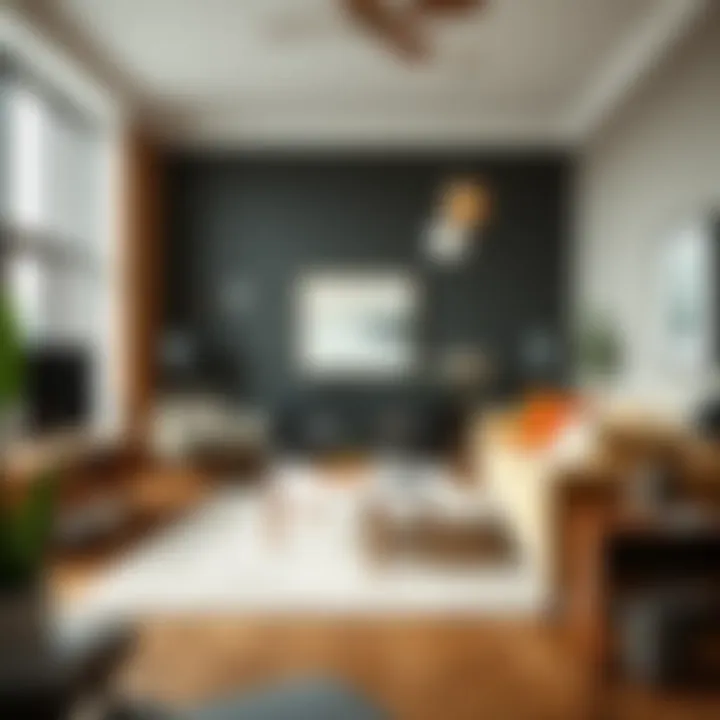 Spacious living area showcasing tall couch legs for optimal space utilization.