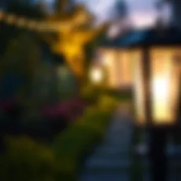 A beautifully designed solar lantern illuminating a garden pathway at dusk