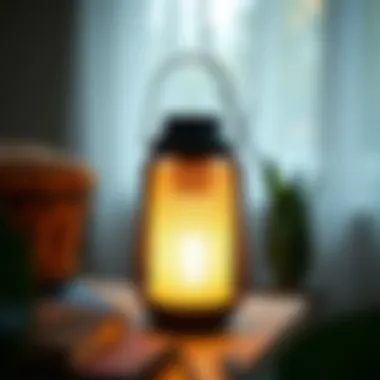 A close-up of a modern solar lantern showcasing its innovative design and material